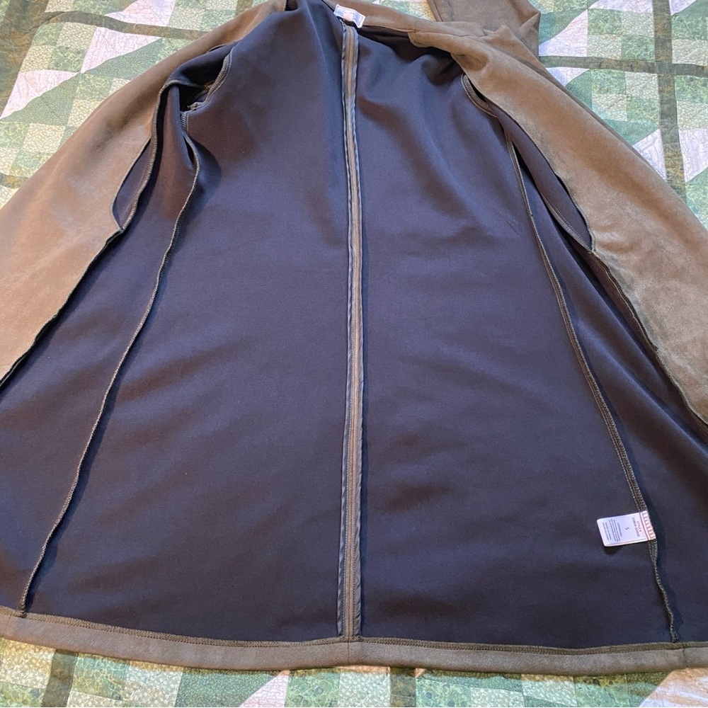 HAVE Los Angeles Long Open Cardigan Coat Small Olive green Trendy‎ Pockets - Picture 4 of 10